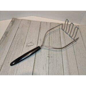 Vintage EKCO #8 Potato Vegetable Masher Black Handle Utensil 10 1/2"